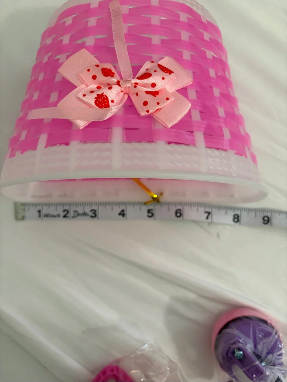 Bike Basket Pink Set w Handlebar Streamers, Daisy Bell & Pinwheel Bicycle NWOT